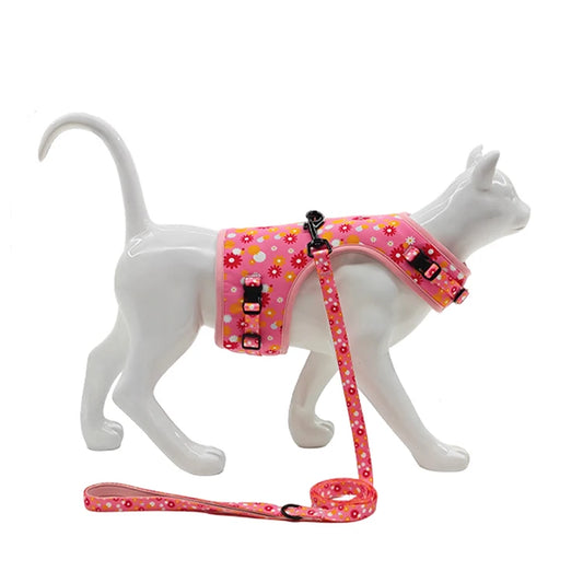 Premium Dog Cat Harness and Leash Set Lightweight Adjustable Breathable Reflective for Dog and Cat Walking and Outdoor Pet Care