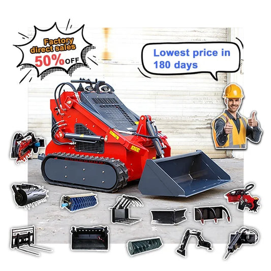 FREE SHIPPING!!!cheap Mini Skid Steer Loader for Sale Mini Skid Steer diesel Fork Skid Steer Attachments Stump Grinder