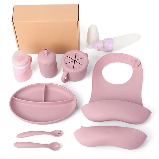 New Arrivals Gift Toddlers Eating Set Divided Fruit Breast Food Warmer Plates Children'S Tableware Silicone Unspill Baby Bowl