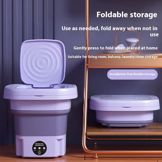 Mini Fully Automatic Portable Washing Machine Front-Loading Electric Manual Power Source Household Use US Plug Plastic Housing