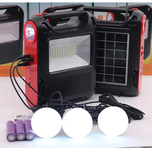 Mini Solar System with Radio Blue Tooth Speaker Camping Flood Light Solar Panel Kit for Homes