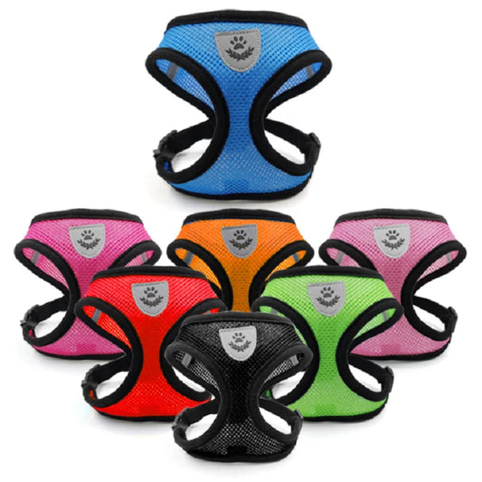 Wholesale Custom Multi Colors Adjustable Reflective Mesh Breathable Cat Dog Harness Set with Leash