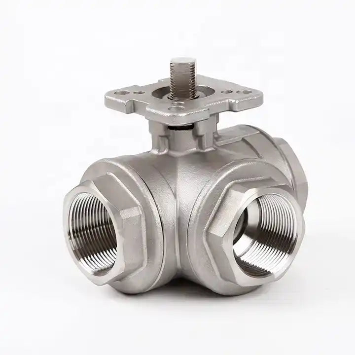 Stainless Steel Three Way Internal Screw Thread Spring Loaded Ball Valve 3way Ball Valve