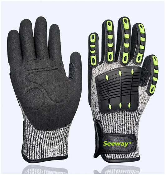 Seeway Heavy-Duty Anti-Vibration Cut Resistant Safety Work Gloves Mechanic Fireproof Impact Gloves
