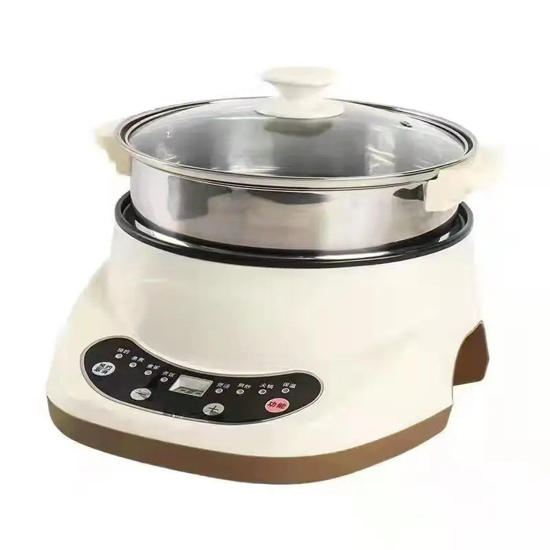 Portable Intelligent 4L Double-Layer Electric Cooking Pot Non-Stick One Pot for Student Dormitory Household Energy Saver Hotels