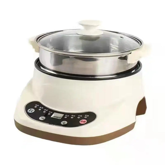 Portable Intelligent 4L Double-Layer Electric Cooking Pot Non-Stick One Pot for Student Dormitory Household Energy Saver Hotels