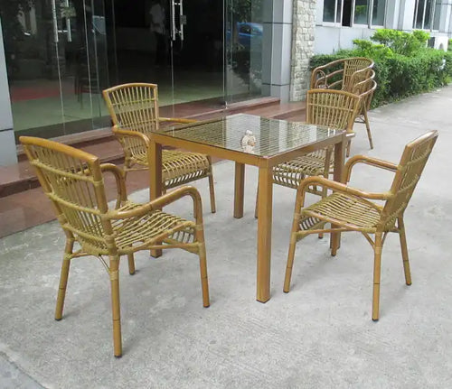 outdoor bamboo chair and table set