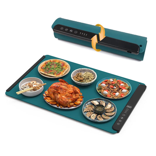 Foldable Silicon Food Warming Tray Flexible Food Warmer Food Warming Mat Roll up Buffet Hot Plates Heat Pad