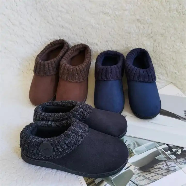 Winter warm simple color women slippers custom casual flat non-slip slippers