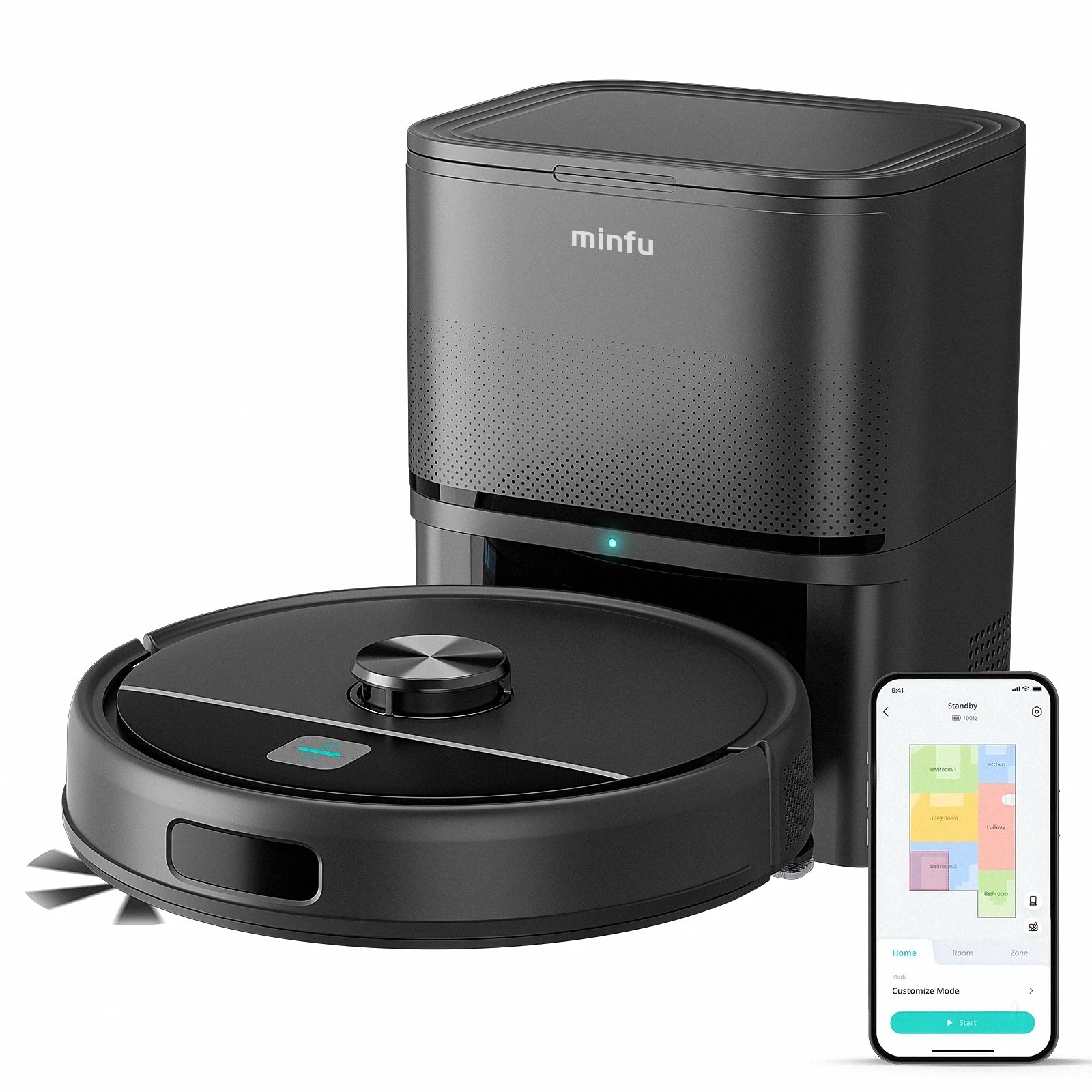 Robot Vacuum and Mop with Self Emptying Station LiDAR Navigation Smart Mapping Automatic Robotic Vacuum Cleaner for Carpet Floor