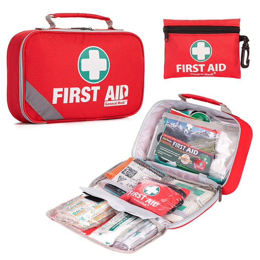 258 Piece Set First Aid Kit Red First Aid for Travel Vehicle Outdoor Camping Aid Kit