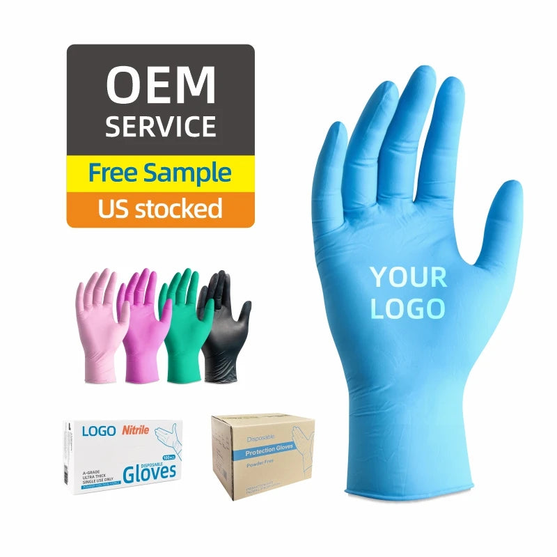 4Mil 5Mil 6Mil Personalizados De Fabrica Sin Latex Sin Polvo Guantes De Nitrilo Azules Desechables Medicos Gloves Nitrile
