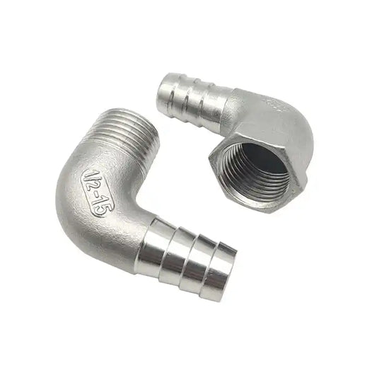 Stainless Steel 90 Degree Hose Barb Nipple Male Threaded Elbow Hose Fittings