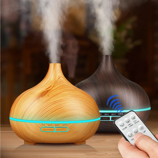 Professional 500ml 12W Ultrasonic Aroma Diffuser Smart LED Portable Wood Grain Essential Oil Fragrance Humidifier for Desktop