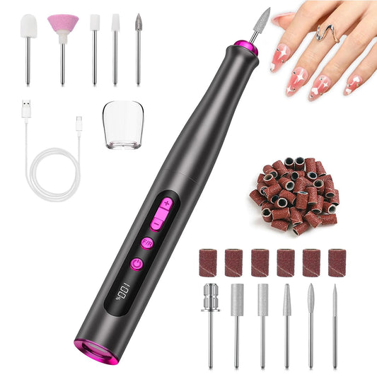 Electric Nail Drill Machine Cordless Portable USB Rechargeable Nail Polisher Mini Electric Nail Drill Machine
