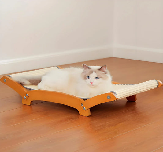 Extra-Large Durable Cat Scratching Post with Natural Sisal Sturdy Wooden Frame and Hammock Indoor Cat Lounge Sleep Area