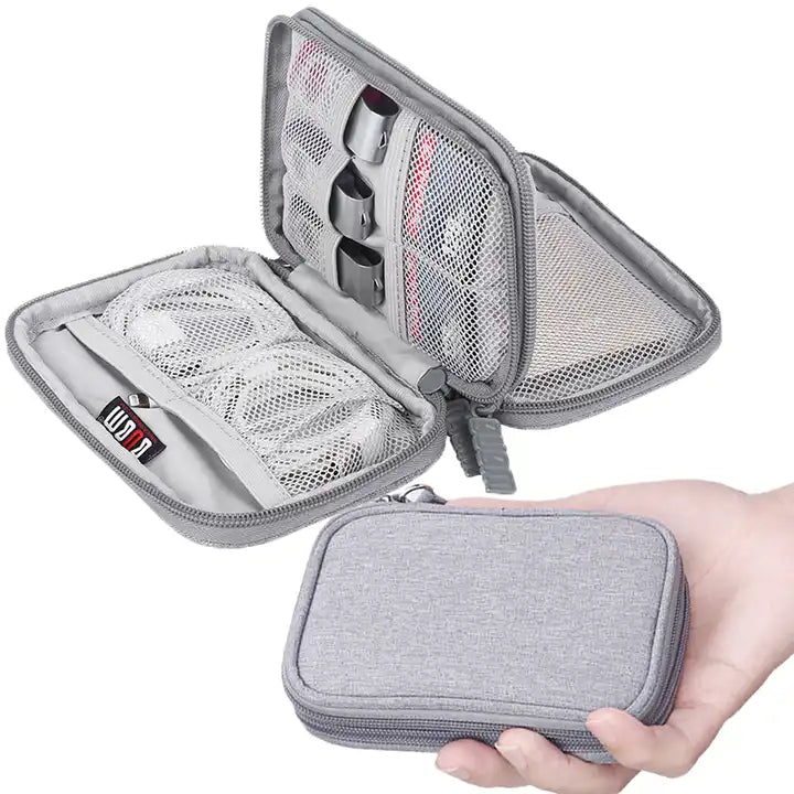 Double Layer Mini Travel Electronic Tech Accessories Gadget Cable Organizer Storage Bag Pouch