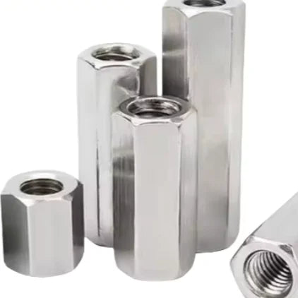 Premium Stainless Steel Fasteners Bulk Supply M3 Thread Galvanized Long Hex Coupling Nuts 1/4" 5/16" 3/8" Sizes Zinc Surface