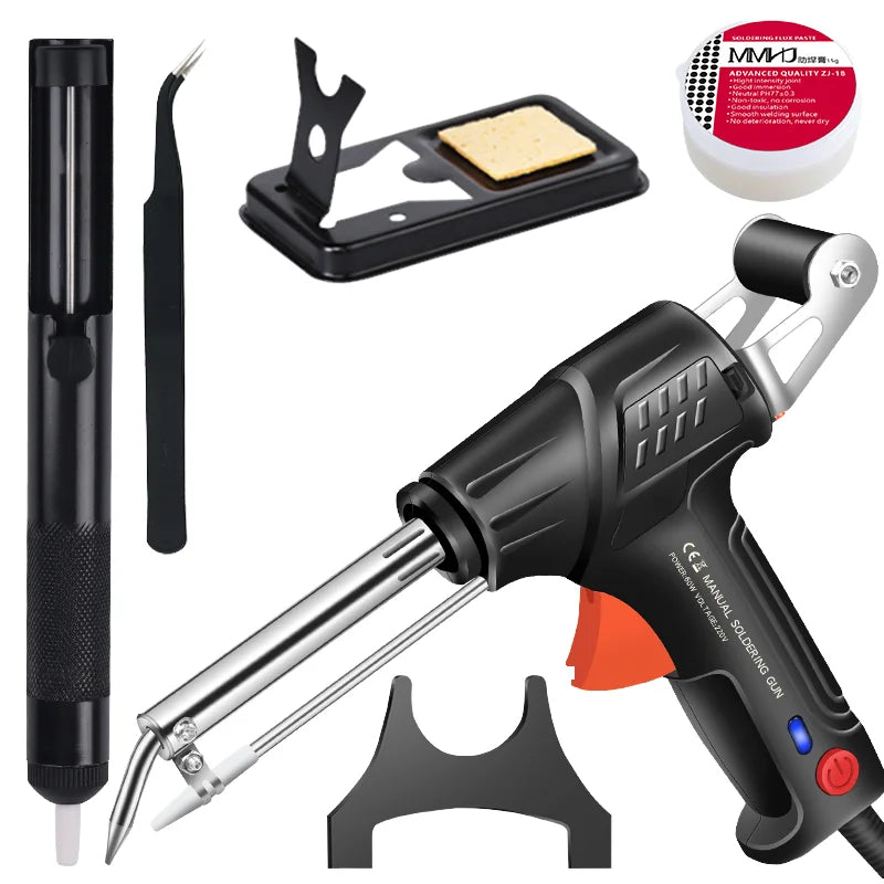 60W Pistol Grip Handheld Internal Thermal Soldering Iron Gun with Automatic Tin Feeding Welding Electronic Tool Kit