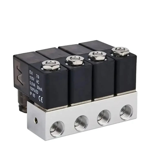 Best Price 2V025-06 G1/8 DC12V 24V Pneumatic Valve Four Union Manifold Solenoid Valve Multi Port Manifold Solenoid Valve for Air