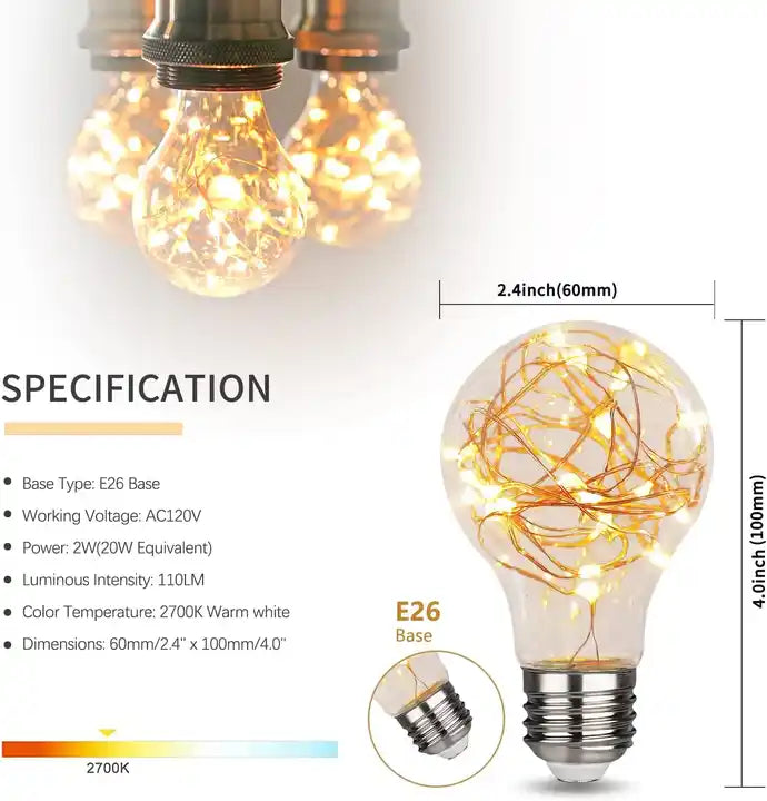 LED Fairy Light Bulb Night Lights Flash Starry Decorative