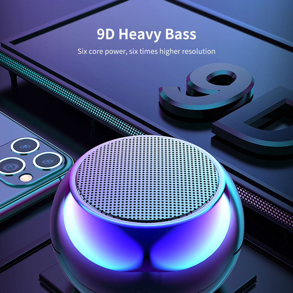 Free Sample New Arrival M3 OEM Colorful Wireless Speakers Mini portable Round Steel Cannon BT Speaker Subwoofer