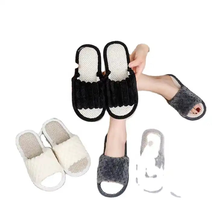 New Plush Lazy Home Comfortable, Breathable, Fashion, Durable Open Slippers