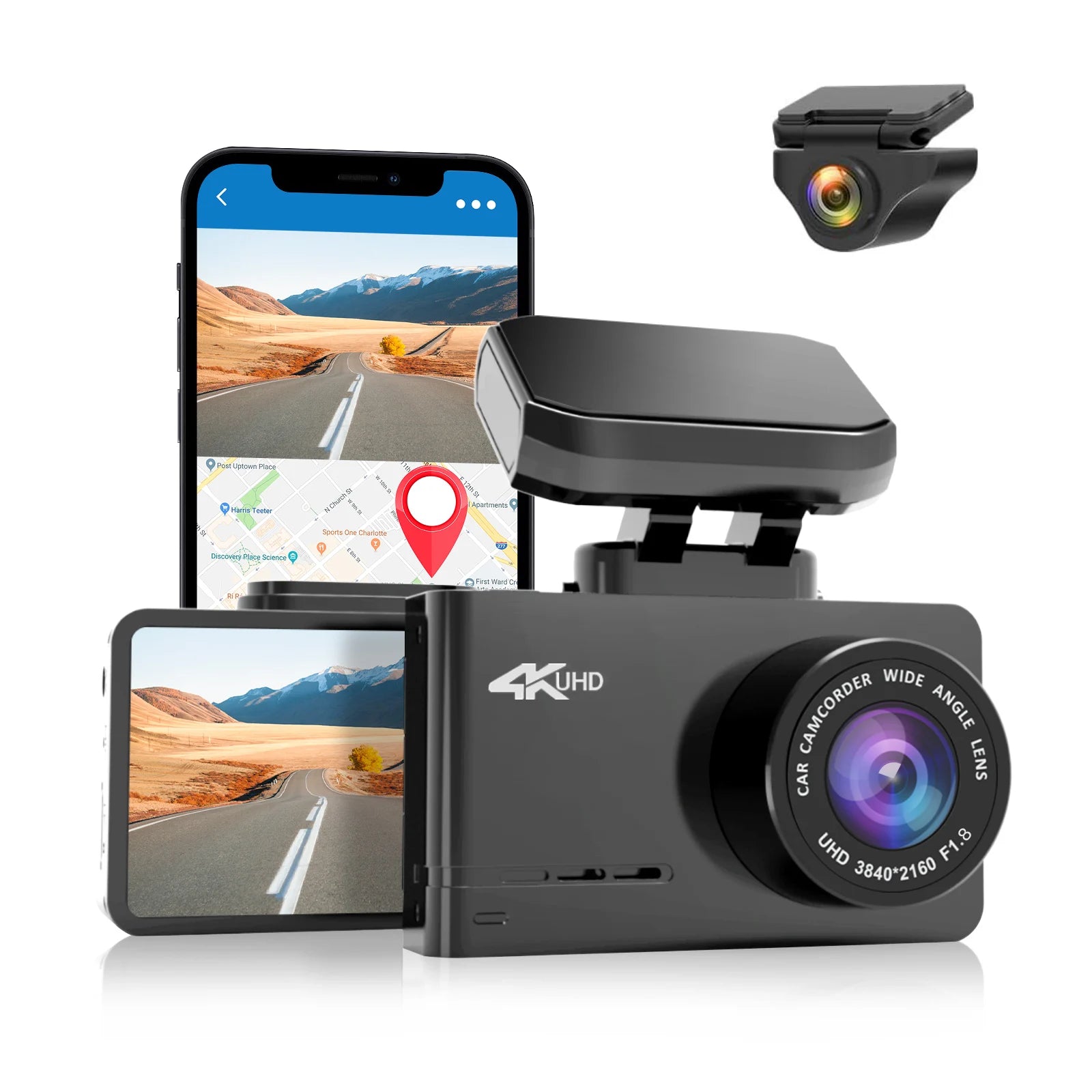 Wolfbox D07 4k Night Vision Dashboard Camera Front and Rear Dual Car Recorder Mirror Dash Cam With Wifi Gps