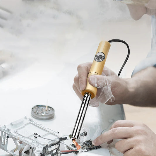 High-Power Electric Soldering Iron With Wooden Welding Tools 150W Bent Flat Head L-Type Welding Tools