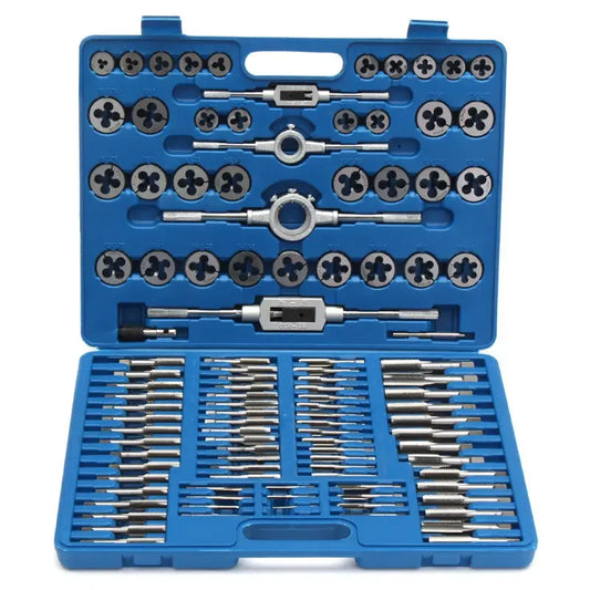 110Pcs Metric Hand Tap and Die Set, Alloy Steel Thread Cutting Tools Kit for Steel Screw Repair and Tapping in Storage Box