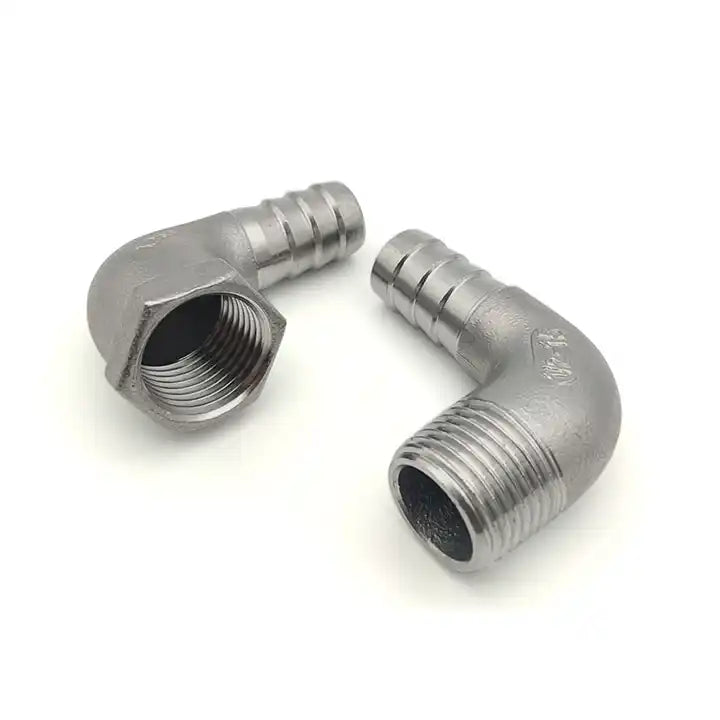 Stainless Steel 90 Degree Hose Barb Nipple Male Threaded Elbow Hose Fittings