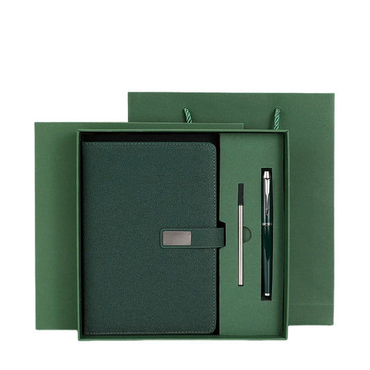 A5 Leather Notebook Planner Custom Logo Journal Customized Business Office Diary Corporate Gift Set With Pen