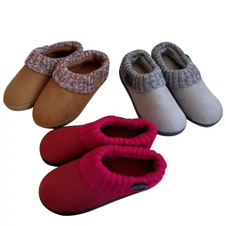 Winter warm simple color women slippers custom casual flat non-slip slippers