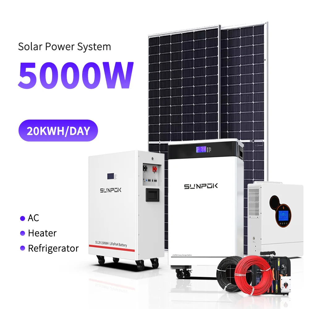 Solar Generator 220v 3000W Hybrid Solar Power System 12v 24v Solar Panel 12 24 Volt System for Home Solar Storage Energy System
