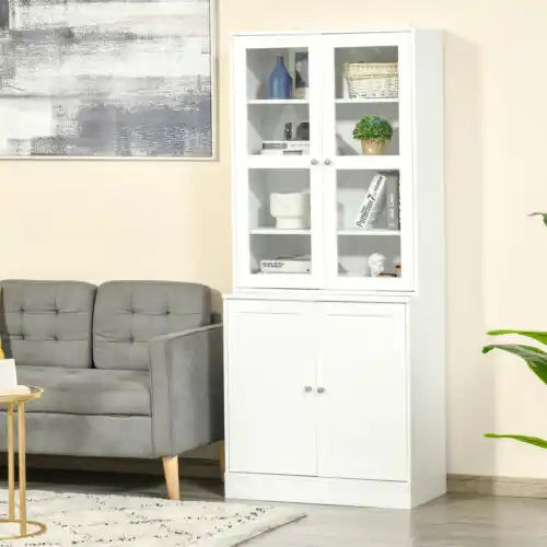 Wall white Wooden Book Shelf With Two Doors.