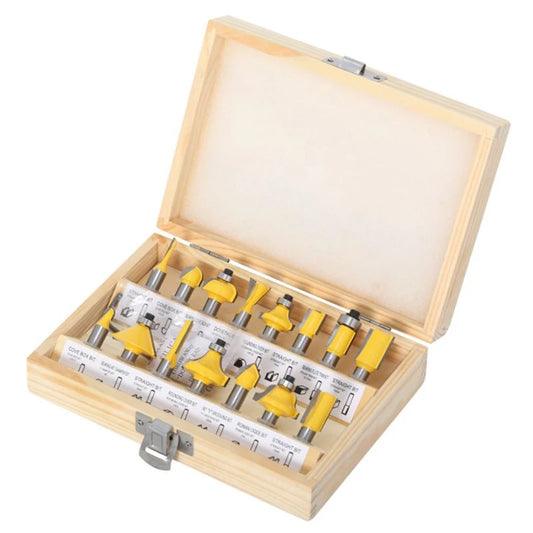 15pcs Wood Milling Cutter Kit with 6mm 8mm Shank Woodworking Router Bits Carpentry CNC Machining Cutting Tools Kit