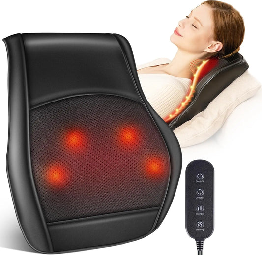 Phenitech Back Massager with Heat, Massagers for Neck and Back 3D Kneading Massage Pillow for Pain Relief