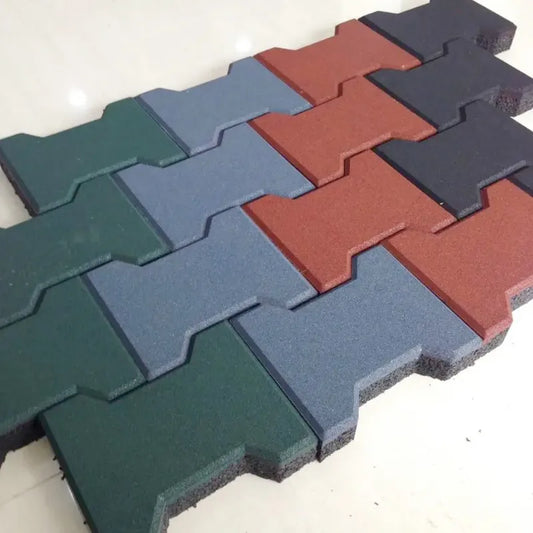 Outdoor Brown EPDM Rubber Pavers Anti-Slip Interlocking Brick Tiles for Grass Patio or Garden Flooring