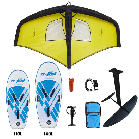 inflatable wing foil board ocean waters surfing unisex water sports gear Inflatable yellow windsurf board 140L hydrofoil surfing