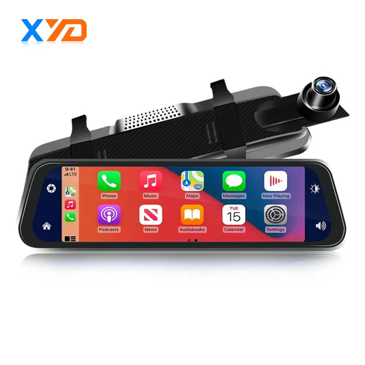 10 Inches Car DVR WIFI Wireless Carplay Android Auto Dual Lens Full Touch Screen Video Recorder Car Rearview Mirror Dashcam