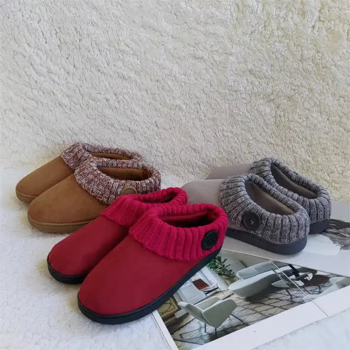 Winter warm simple color women slippers custom casual flat non-slip slippers