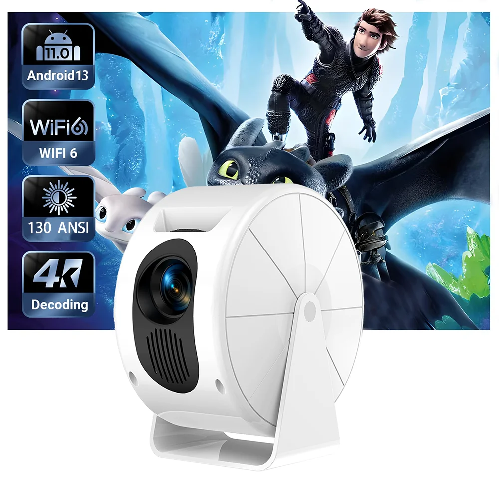 Tripsky 4K Mini Projector with WiFi and Bluetooth Android 13 Smart Projector Portable Home Theater Outdoor Proyector