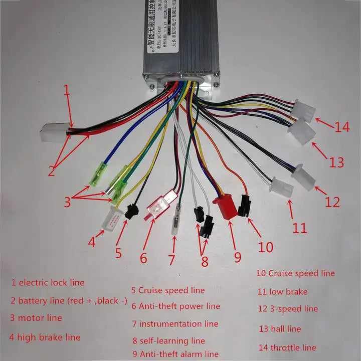 Electric Bike Brushless DC Motor Controller 36V/48V 350W For Electric Bicycle