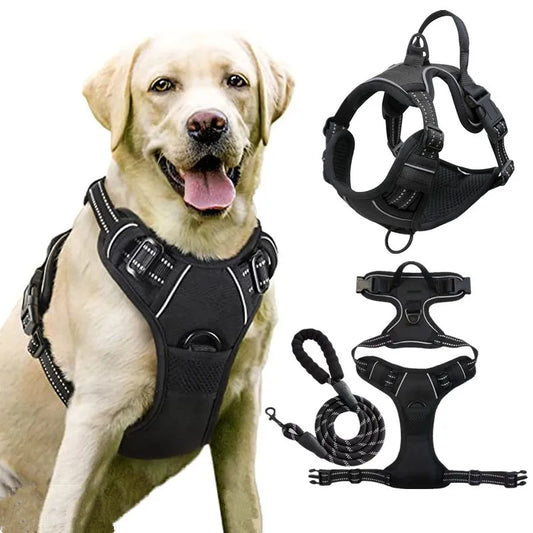 Luxury Pet Dog Accessories Custom Logo Retractable Dog Collar Leash Wire Training Harness Set Made Durable Nylon Supplied