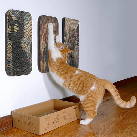 PET-cheer High Quality Cat Scratcher Cardboard Box With 5 Printing Pack Replacement Reversible Cat Scratcher Pad