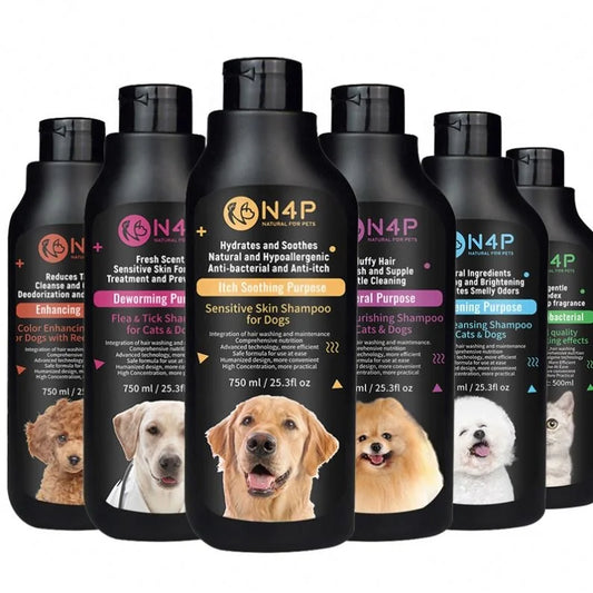 N4p Hot Selling 750Ml Pet Car Dog Spa Wash Care Tick and Flea Grooming Shampoo Organic Natural Fluffy Hair