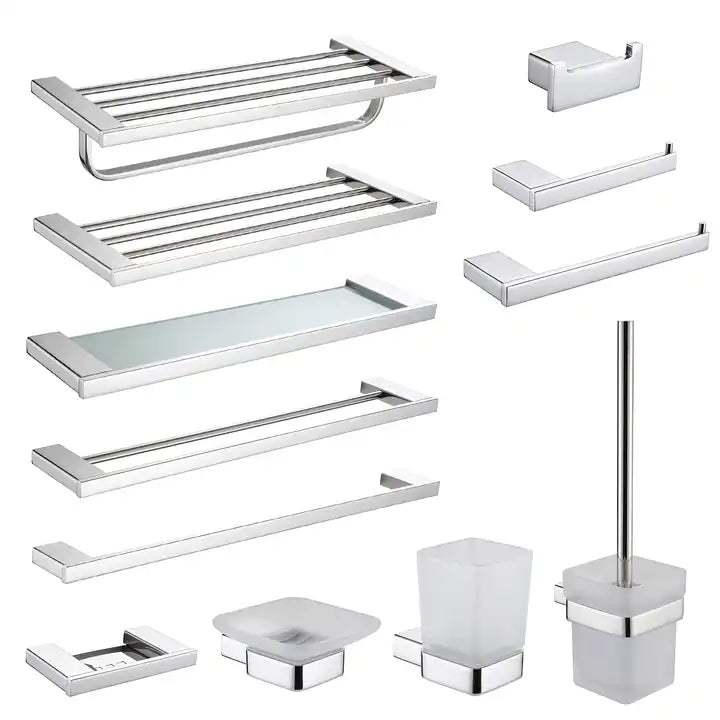 Modern Bathroom Wall Mounted Chrome Stainless Steel Bathroom Hardware Set