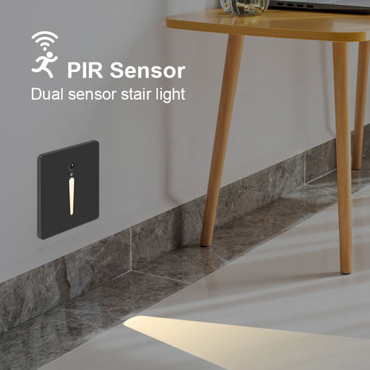 Modern 3000K Black LED Motion Sensor Stair Light