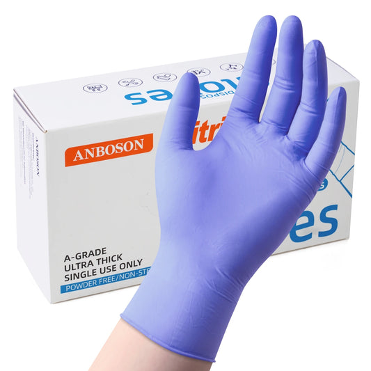 Anboson Powderfree Diamond Blended Nitrile Gloves 100 Xs Powder Free Ice Blue Medicical Disposable Nitrile Glove Black