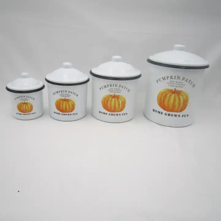 Food Storage Container Spice Jar Kitchen Candy Box With Customized Logo Enamel Canister Set